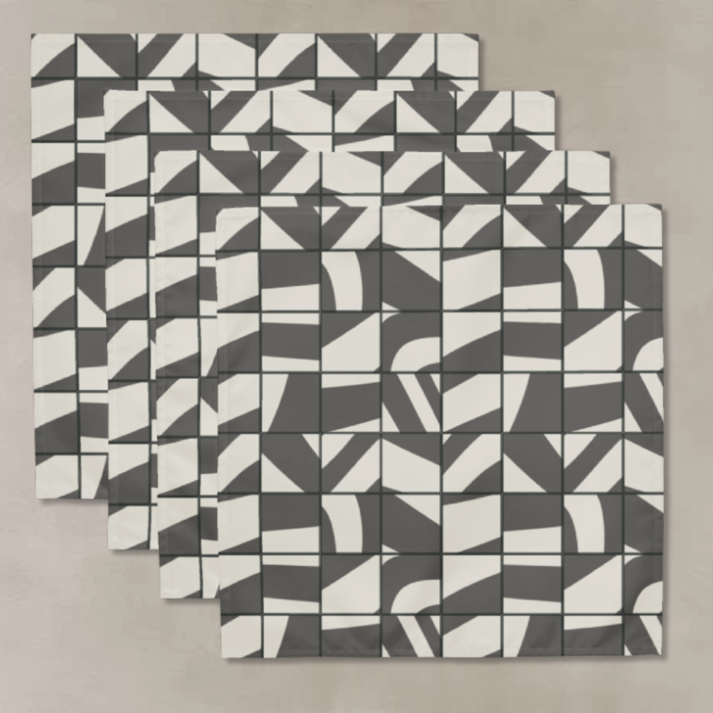 Japandi Abstract Geometric Cotton Napkins (Set of 2, 4 or 6) – 40x40cm