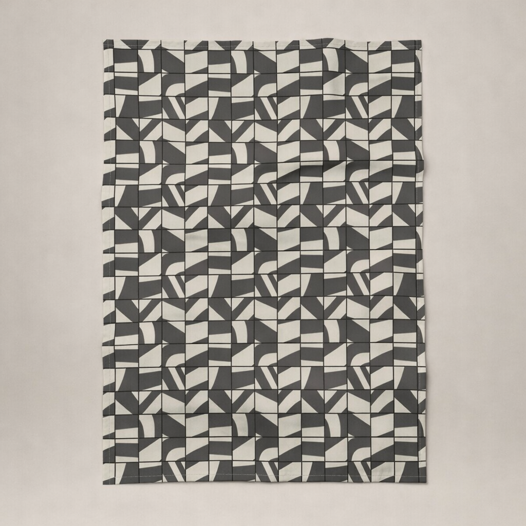 Scandi Japandi Geometric Cotton Linen Tea Towel – Modern Minimalist