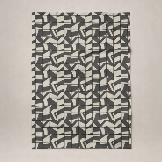 Scandi Japandi Geometric Cotton Linen Tea Towel – Modern Minimalist
