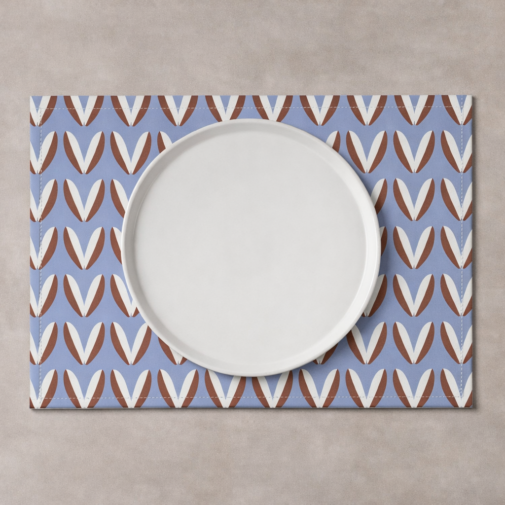 Mid Century Modern Linen Placemat 46.5 x 32cm – Retro Geometric Flax