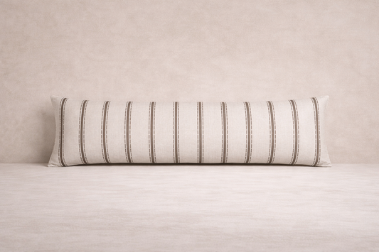 Japandi Stripe Bolster Cushion 65 cm – Scandinavian Neutral Decorative