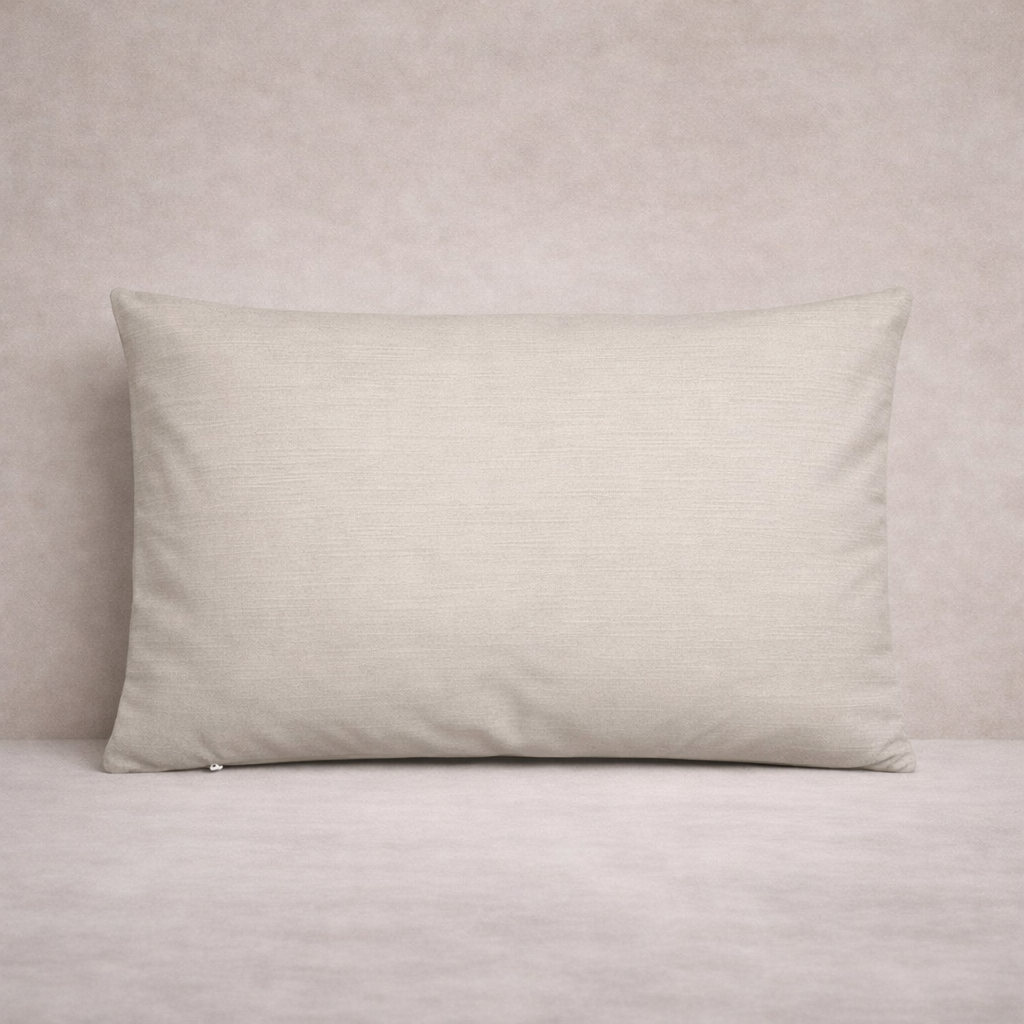 Modern Cotton Linen Cushion with Dark Grey Panel – Contemporary Rectangular Cushion 50 x 35cm – Cover or Feather Pad