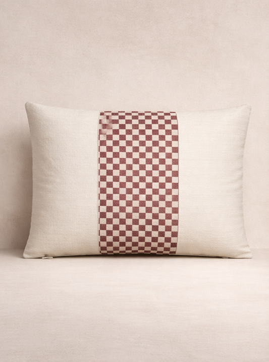 Cottagecore Cotton Linen Cushion with Pattern Panel – Grandmillennial