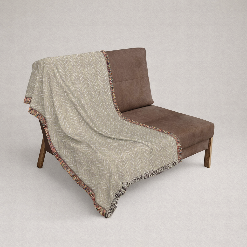 Olive Green Woven Blanket — Cosy Line Pattern Throw