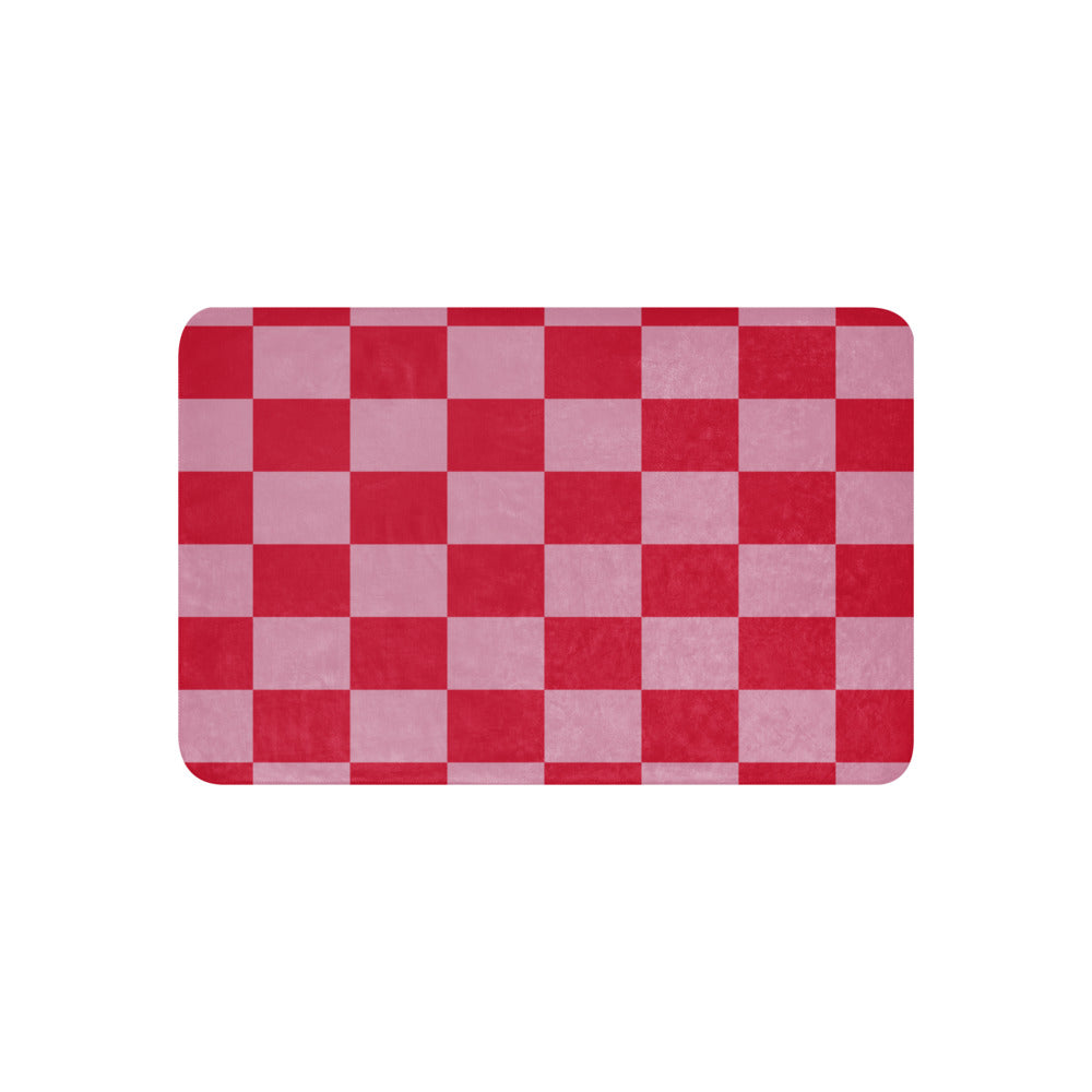 Sherpa Blanket - Red and Pink Check Fleece Blanket