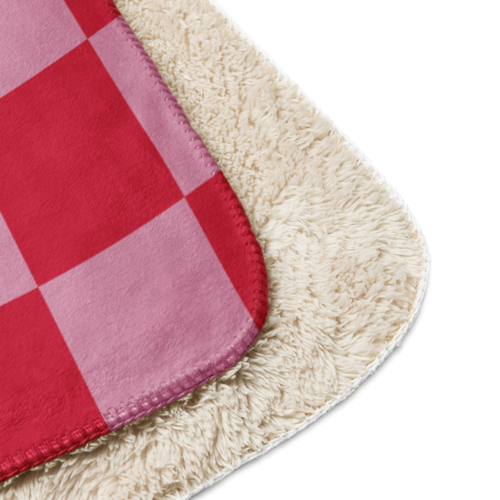 Sherpa Blanket - Red and Pink Check Fleece Blanket