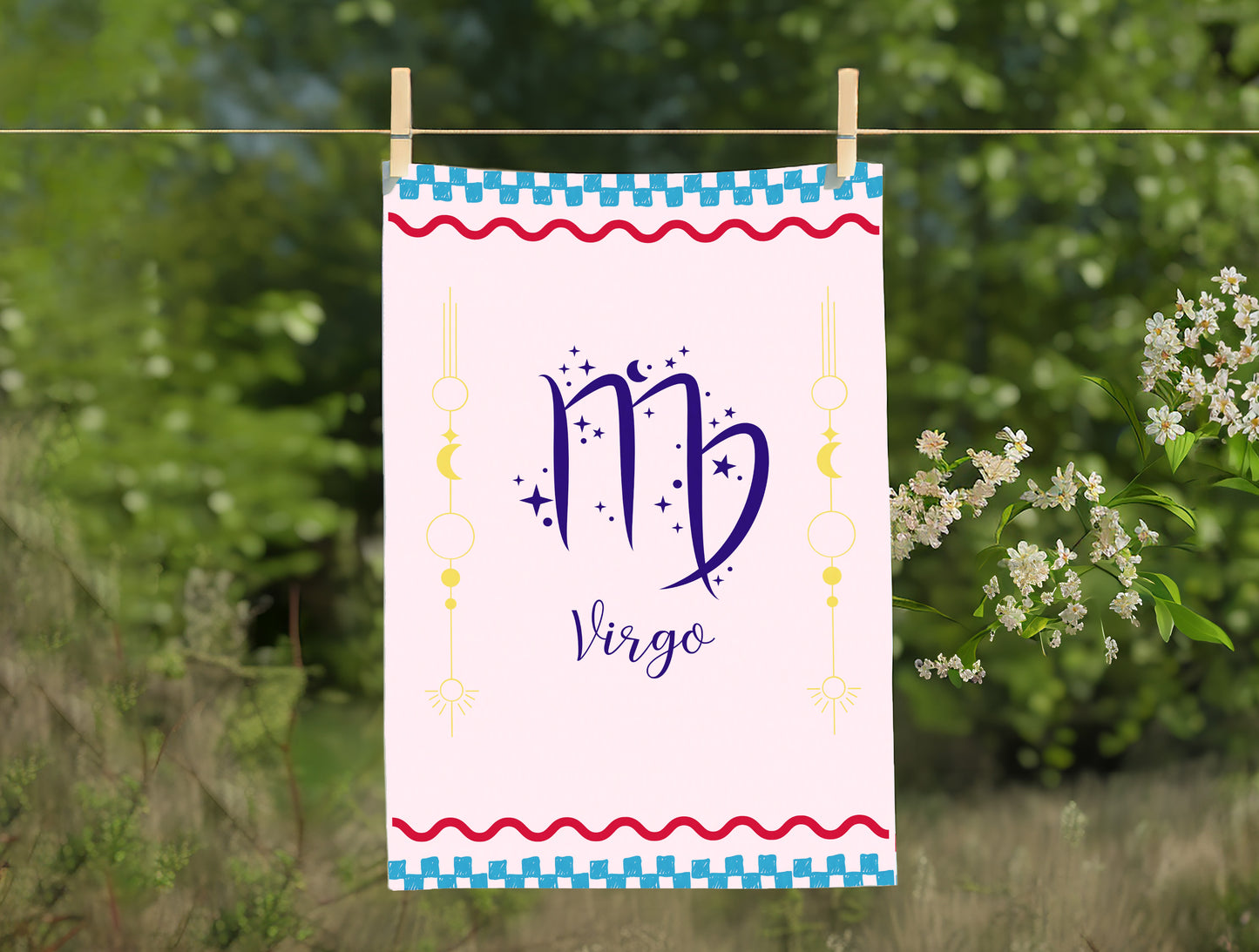 Virgo Zodiac Cotton Tea Towel – 100% Cotton, Astrology Kitchen Décor